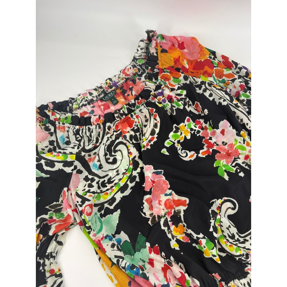 Lauren Ralph Lauren Women's Medium Off The Shoulder Floral Print Blouse